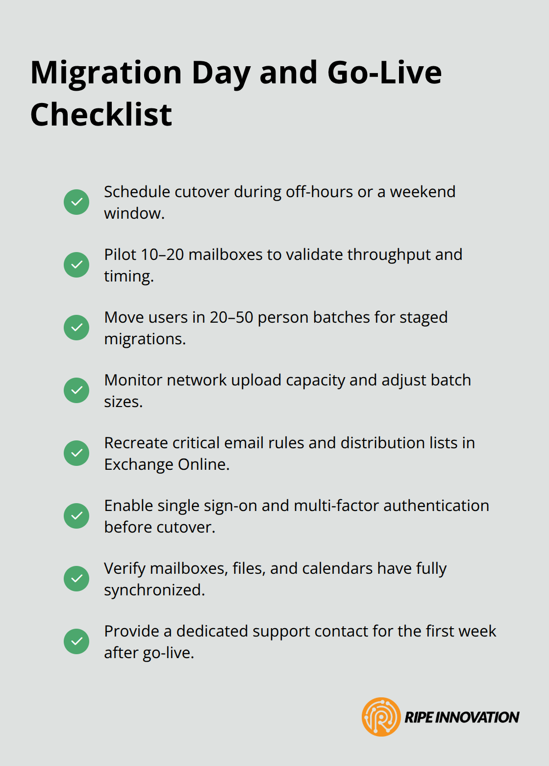 Essential actions to execute a smooth Microsoft 365 cutover for Philippine SMEs. - microsoft 365 migration planning